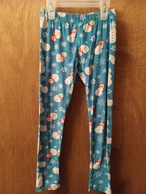 Lulu Luv Girls Pj Bottoms Blue With Snowmen